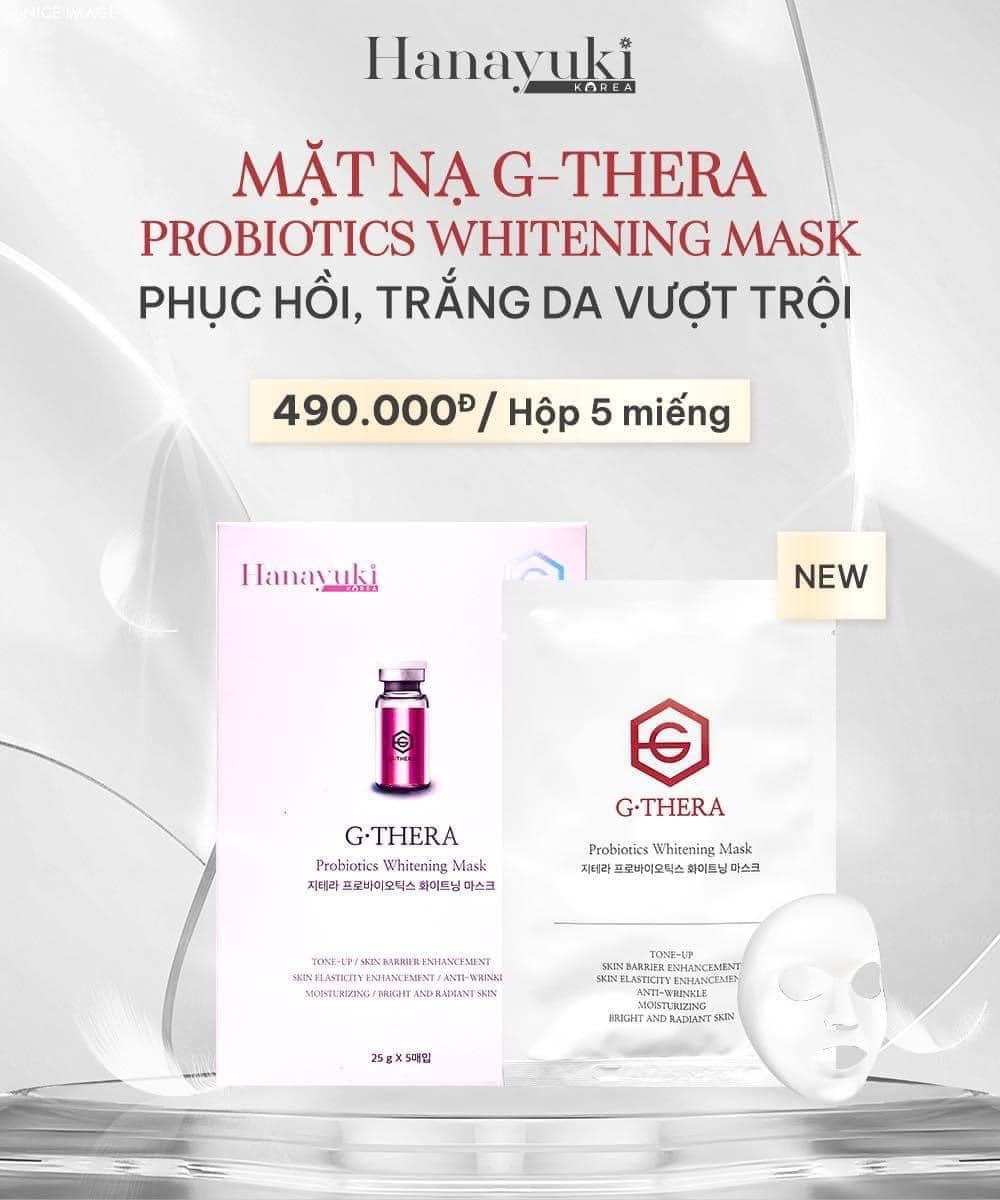 Mặt nạ Hanayuki G-Thera Probiotics Whitening Mask hộp màu hồng